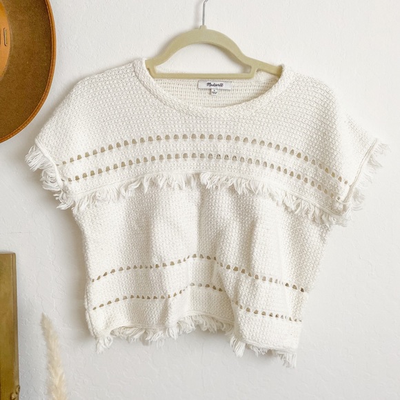 Madewell Short Sleeve Fringe Sweater S - Picture 3 of 6